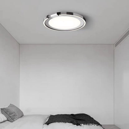 Modern Minimalist Round Aluminum Silicone Iron LED Flush Mount Ceiling Light For Bedroom