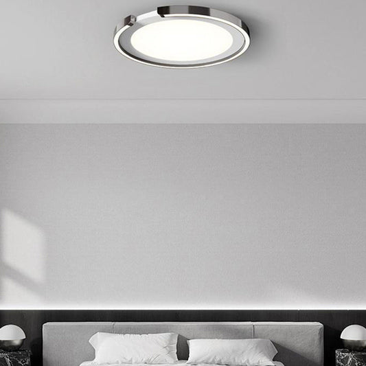 Modern Minimalist Round Aluminum Silicone Iron LED Flush Mount Ceiling Light For Bedroom