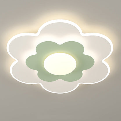 Contemporary Nordic Square Oval Flower PE Iron LED Flush Mount Ceiling Light For Bedroom