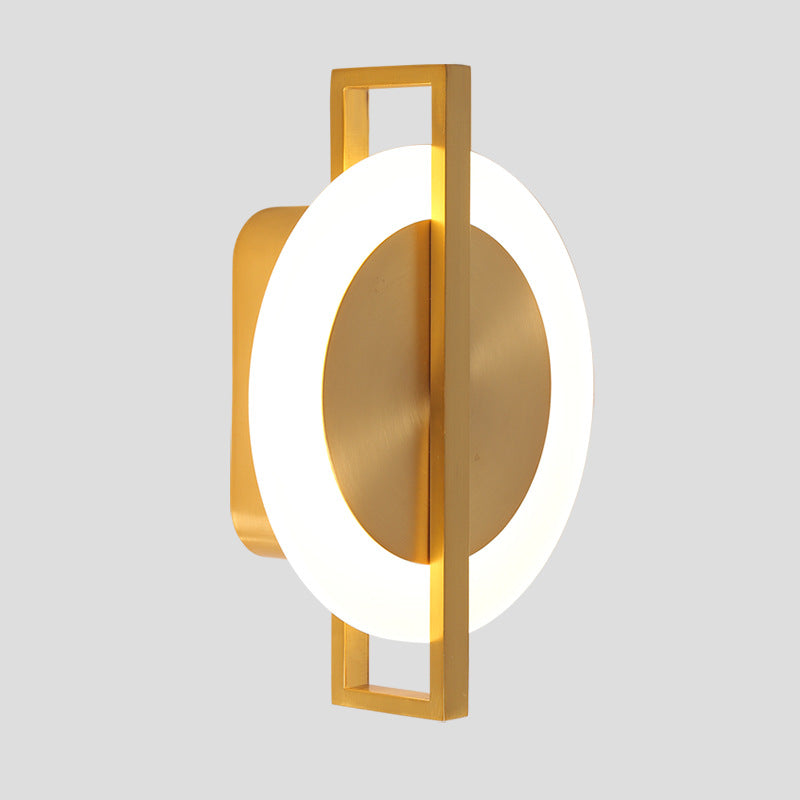 Contemporary Simplicity Round Full Copper Acrylic Lampshade LED Wall Sconce Lamp For Living Room
