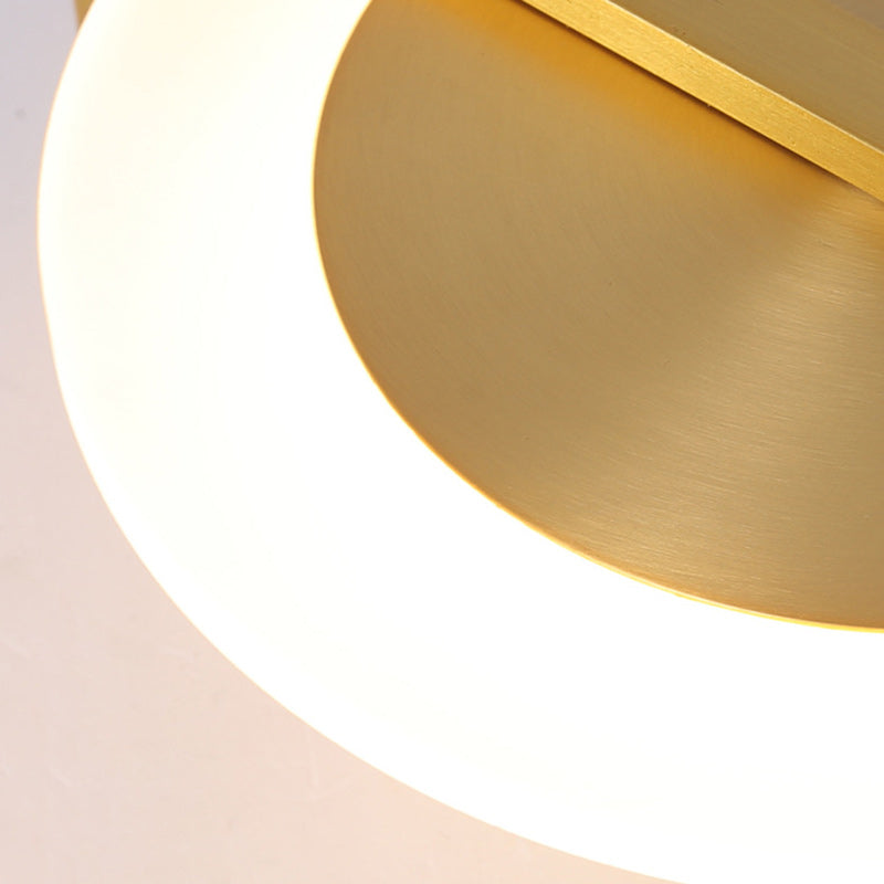 Contemporary Simplicity Round Full Copper Acrylic Lampshade LED Wall Sconce Lamp For Living Room