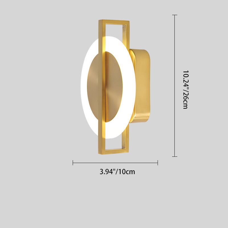Contemporary Simplicity Round Full Copper Acrylic Lampshade LED Wall Sconce Lamp For Living Room