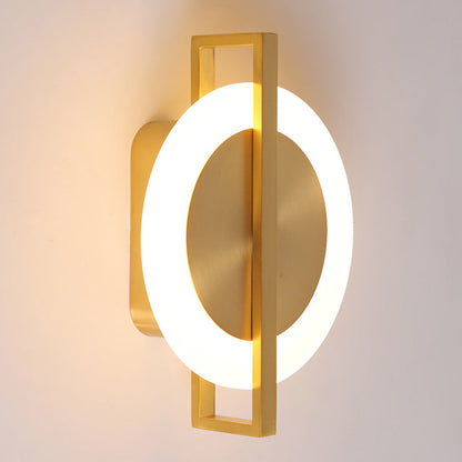 Contemporary Simplicity Round Full Copper Acrylic Lampshade LED Wall Sconce Lamp For Living Room