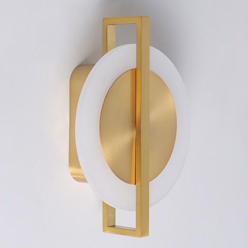 Contemporary Simplicity Round Full Copper Acrylic Lampshade LED Wall Sconce Lamp For Living Room