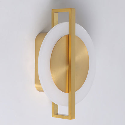Contemporary Simplicity Round Full Copper Acrylic Lampshade LED Wall Sconce Lamp For Living Room