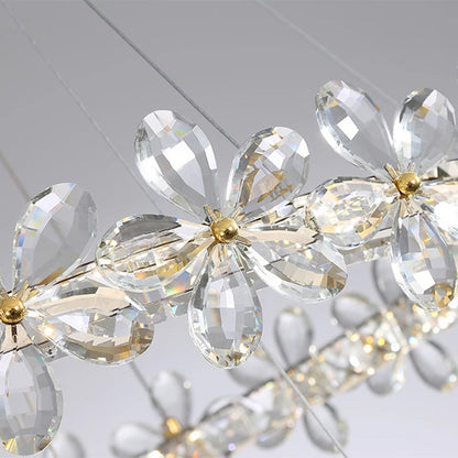 Contemporary Scandinavian Dome Crystal Flowers Orb Stainless Steel Lampshade LED Chandeliers For Living Room