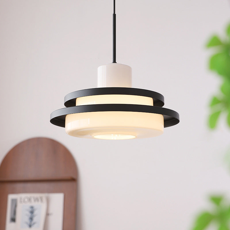 Contemporary Scandinavian Dome Round Iron Glass Lampshade 1 - Light Pendant Light For Living Room