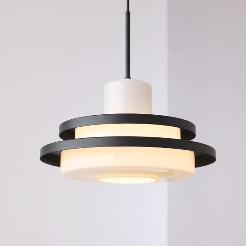 Contemporary Scandinavian Dome Round Iron Glass Lampshade 1 - Light Pendant Light For Living Room