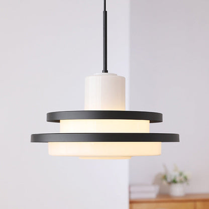 Contemporary Scandinavian Dome Round Iron Glass Lampshade 1 - Light Pendant Light For Living Room