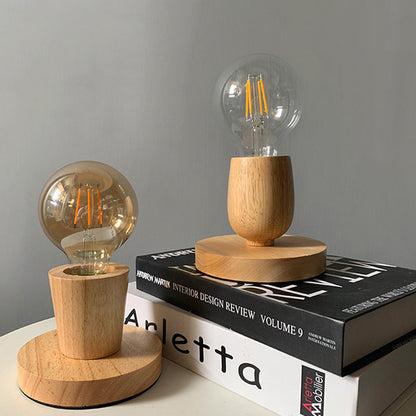 Modern Simplicity Orb Solid Wood Base Glass Mini 1 - Light Table Lamp For Bedroom