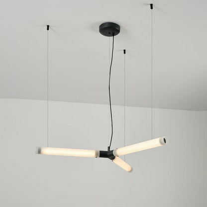 Modern Art Deco Light Sticks Acrylic Lampshade Iron LED Chandeliers For Living Room