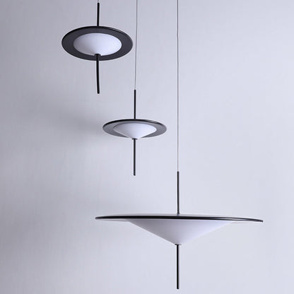 Modern Art Deco Dome UFO Shape Acrylic Hardware LED Pendant Light For Dining Room
