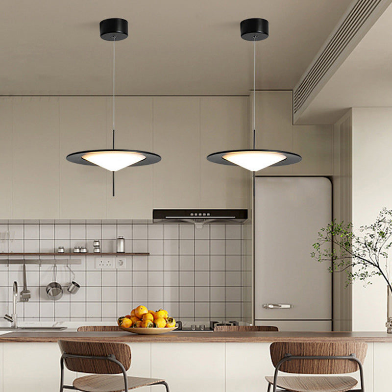 Modern Art Deco Dome UFO Shape Acrylic Hardware LED Pendant Light For Dining Room