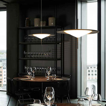 Modern Art Deco Dome UFO Shape Acrylic Hardware LED Pendant Light For Dining Room