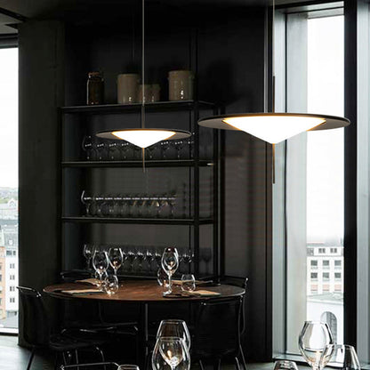 Modern Art Deco Dome UFO Shape Acrylic Hardware LED Pendant Light For Dining Room