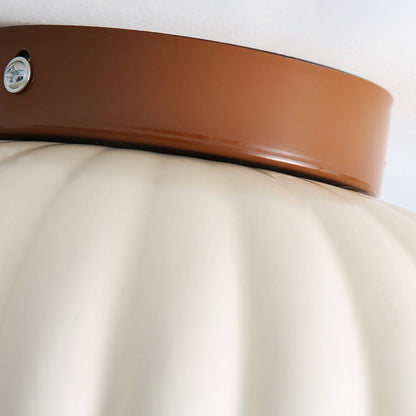 Contemporary Nordic Dome Bud Shape Cream Iron Glass 1 - Light Semi-Flush Mount Ceiling Light For Hallways