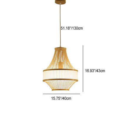 Traditional Chinese Bamboo Weaving 1 - Light Pendant Light For Dining Room