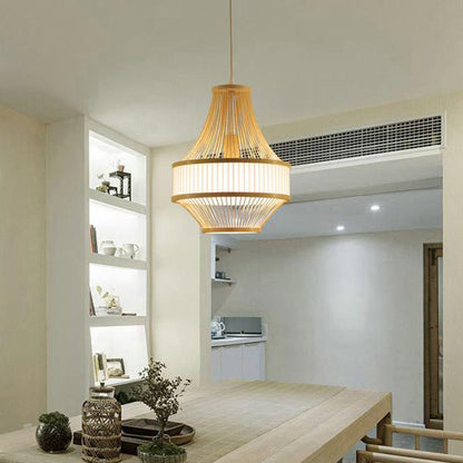 Traditional Chinese Bamboo Weaving 1 - Light Pendant Light For Dining Room