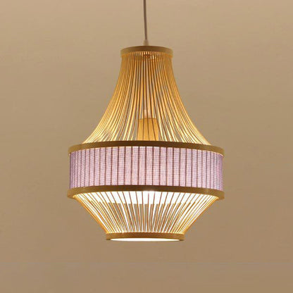 Traditional Chinese Bamboo Weaving 1 - Light Pendant Light For Dining Room