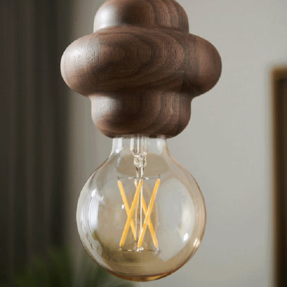 Contemporary Retro Dome Round Walnut Copper 1 - Light Pendant Light For Living Room