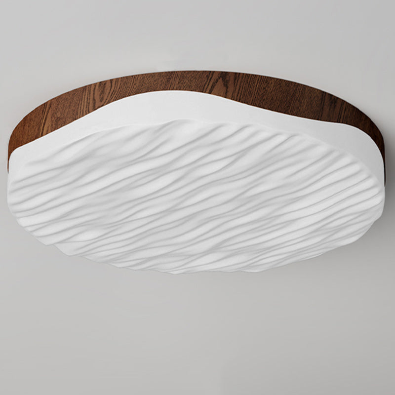 Contemporary Retro Round Ripple Iron Acrylic LED Flush Mount Ceiling Light For Bedroom