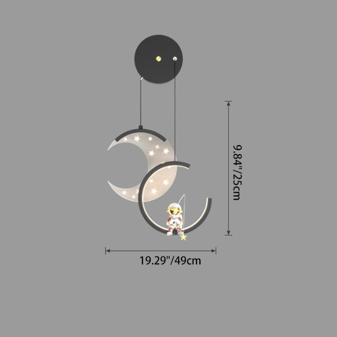 Contemporary Nordic Astronaut Moon Stars Pattern Acrylic Iron LED Wall Sconce Lamp For Living Room
