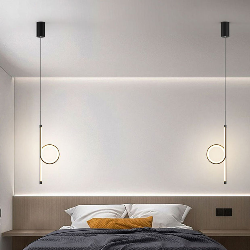 Modern Simplicity Circle Iron Aluminum LED Pendant Light For Bedroom