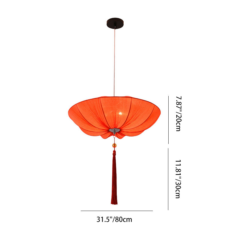 Traditional Chinese Lotus Petal Shape Fabric Lampshade Hardware 1/3 - Light Chandeliers For Dining Room