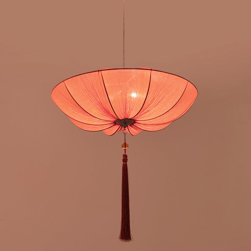 Traditional Chinese Lotus Petal Shape Fabric Lampshade Hardware 1/3 - Light Chandeliers For Dining Room