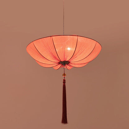 Traditional Chinese Lotus Petal Shape Fabric Lampshade Hardware 1/3 - Light Chandeliers For Dining Room