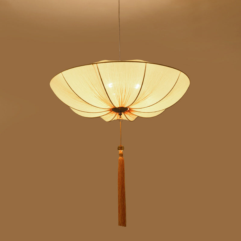 Traditional Chinese Lotus Petal Shape Fabric Lampshade Hardware 1/3 - Light Chandeliers For Dining Room