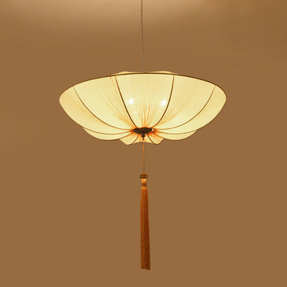 Traditional Chinese Lotus Petal Shape Fabric Lampshade Hardware 1/3 - Light Chandeliers For Dining Room