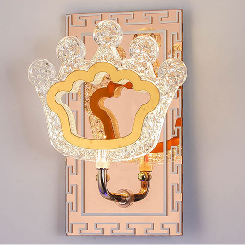 Modern Luxury Round Crown Aluminum Iron LED Wall Sconce Lamp For Living Room