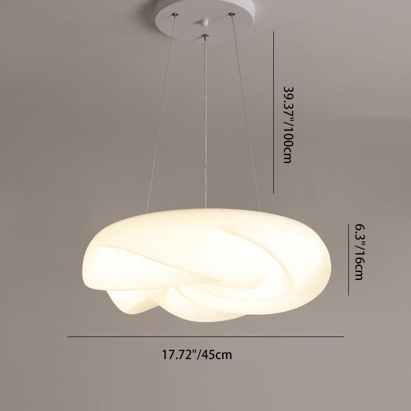 Contemporary Nordic Cream Flower Roll Acrylic Lampshade Iron LED Chandelier For Dining Room