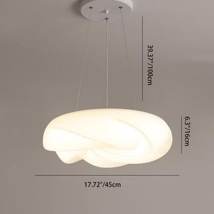 Contemporary Nordic Cream Flower Roll Acrylic Lampshade Iron LED Chandelier For Dining Room