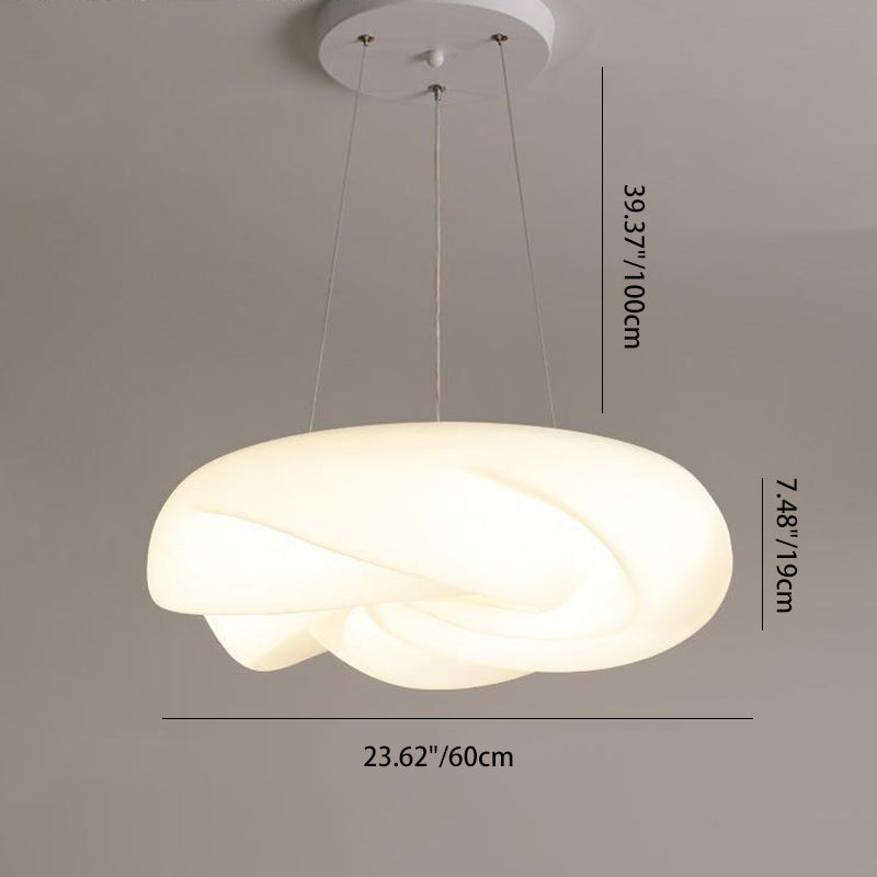 Contemporary Nordic Cream Flower Roll Acrylic Lampshade Iron LED Chandelier For Dining Room