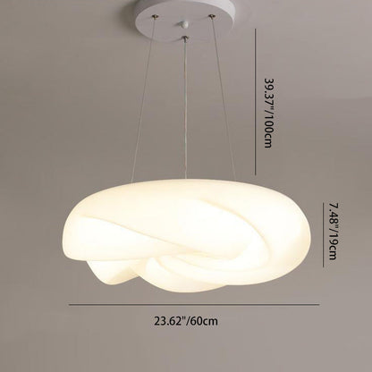 Contemporary Nordic Cream Flower Roll Acrylic Lampshade Iron LED Chandelier For Dining Room