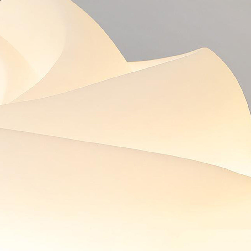 Contemporary Nordic Cream Flower Roll Acrylic Lampshade Iron LED Chandelier For Dining Room
