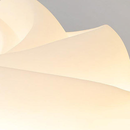 Contemporary Nordic Cream Flower Roll Acrylic Lampshade Iron LED Chandelier For Dining Room