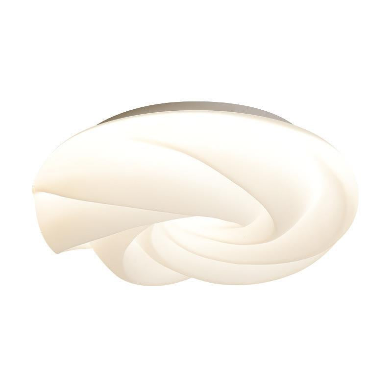 Contemporary Nordic Cream Flower Roll Acrylic Lampshade Iron LED Flush Mount Ceiling Light For Bedroom