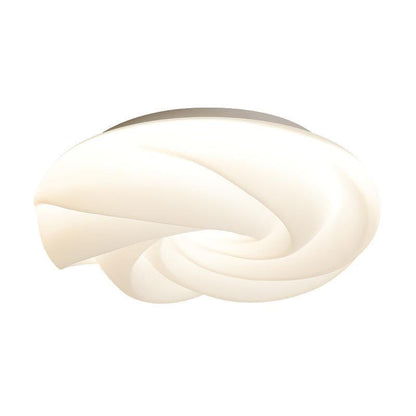 Contemporary Nordic Cream Flower Roll Acrylic Lampshade Iron LED Flush Mount Ceiling Light For Bedroom
