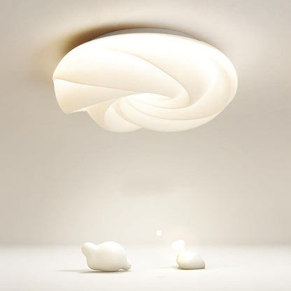 Contemporary Nordic Cream Flower Roll Acrylic Lampshade Iron LED Flush Mount Ceiling Light For Bedroom