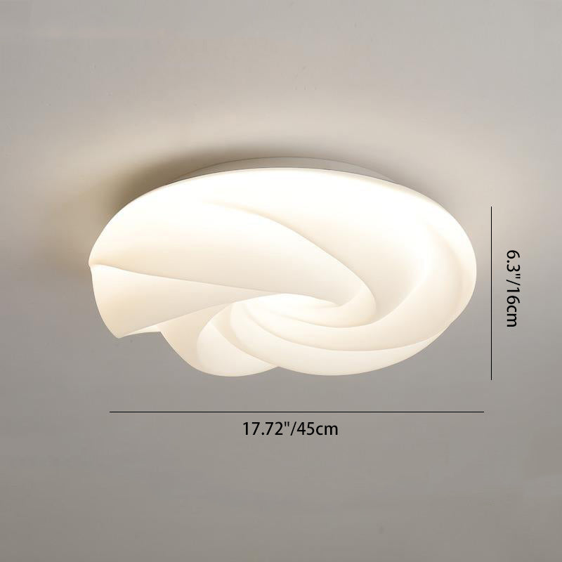 Contemporary Nordic Cream Flower Roll Acrylic Lampshade Iron LED Flush Mount Ceiling Light For Bedroom