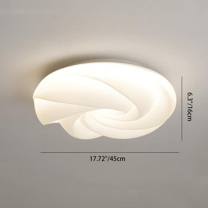 Contemporary Nordic Cream Flower Roll Acrylic Lampshade Iron LED Flush Mount Ceiling Light For Bedroom