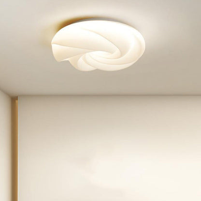 Contemporary Nordic Cream Flower Roll Acrylic Lampshade Iron LED Flush Mount Ceiling Light For Bedroom