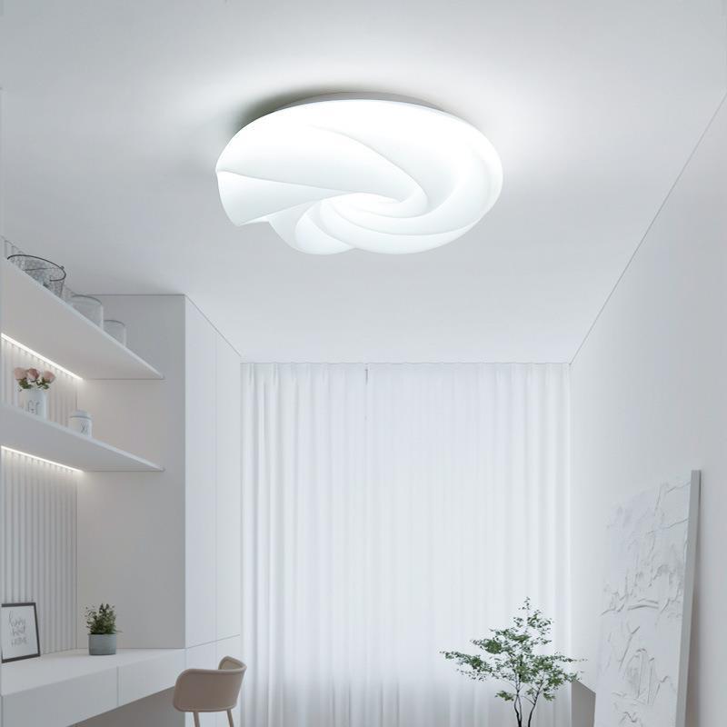 Contemporary Nordic Cream Flower Roll Acrylic Lampshade Iron LED Flush Mount Ceiling Light For Bedroom