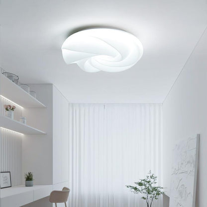 Contemporary Nordic Cream Flower Roll Acrylic Lampshade Iron LED Flush Mount Ceiling Light For Bedroom
