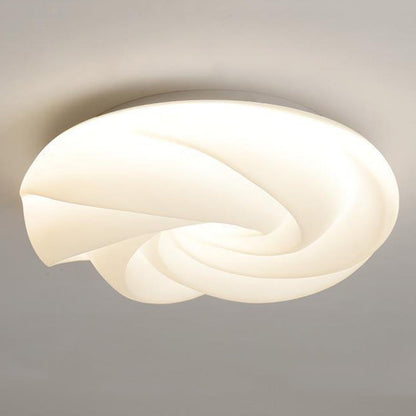 Contemporary Nordic Cream Flower Roll Acrylic Lampshade Iron LED Flush Mount Ceiling Light For Bedroom