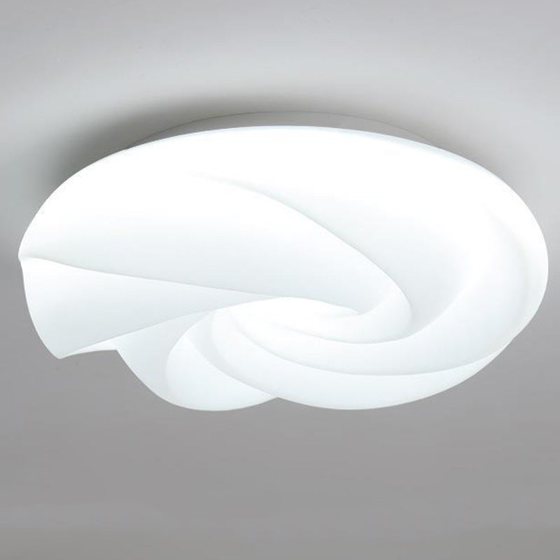 Contemporary Nordic Cream Flower Roll Acrylic Lampshade Iron LED Flush Mount Ceiling Light For Bedroom
