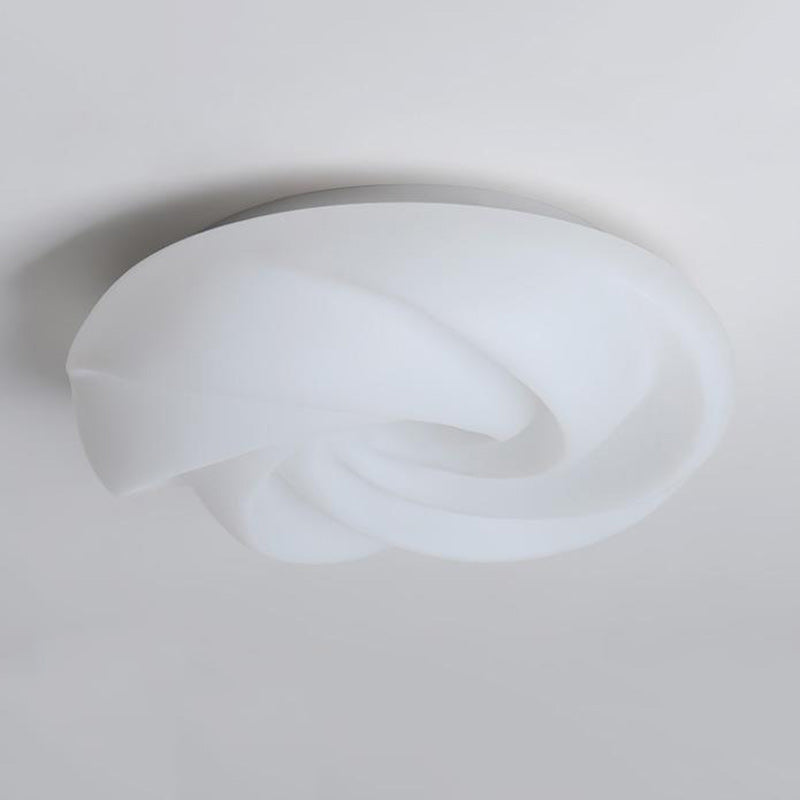 Contemporary Nordic Cream Flower Roll Acrylic Lampshade Iron LED Flush Mount Ceiling Light For Bedroom
